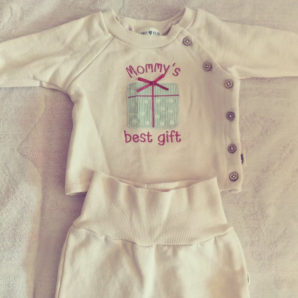 Rabbit + Bear Organic Cotton Sweatshirt and Joggers Set/ mommy's best gift